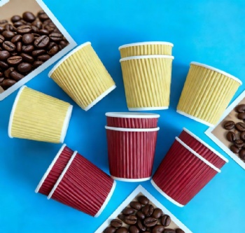Ripple Wall Waterproof Biodegradable Recyclable PE Coated Disposable Paper Cups 2.5oz-16oz Custom Logo Option