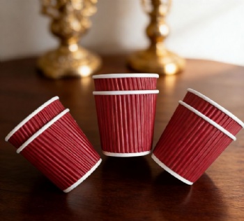 Red Ripple Wall Cheap Factory Price Custom Paper Cup Production Line 7OZ 9OZ Tea Paper Cup for Hot Drinks
