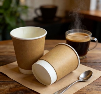 Kraft Disposable Paper Cups Waterproof Matte Double Wall Paper Cup for Hot Drinks Take Away Cup Custom Design 8oz 10oz 12oz 16oz