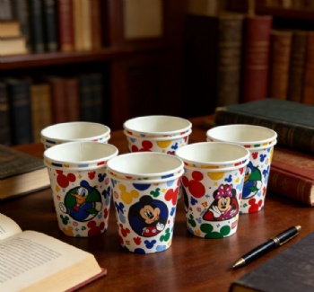 Cute Cartoon Picture Printing Single Wall PE Coated Paper Cups with Custom Logo 2.5oz-16oz Sizes for Juice Hot Coffee