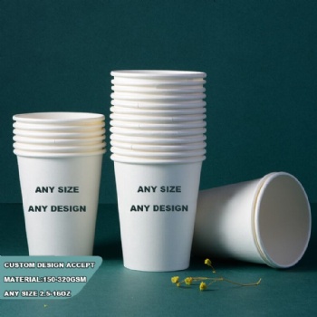 White Paper Cups Single Wall PE Coated Disposable