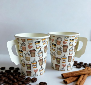 Single Wall Paper Cups with Handles for Hot Beverages