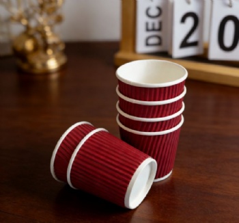 Custom Paper Cup Red Ripple Wall Cheap Factory Price  Production Line 7OZ 9OZ Tea Paper Cup for Hot Drinks